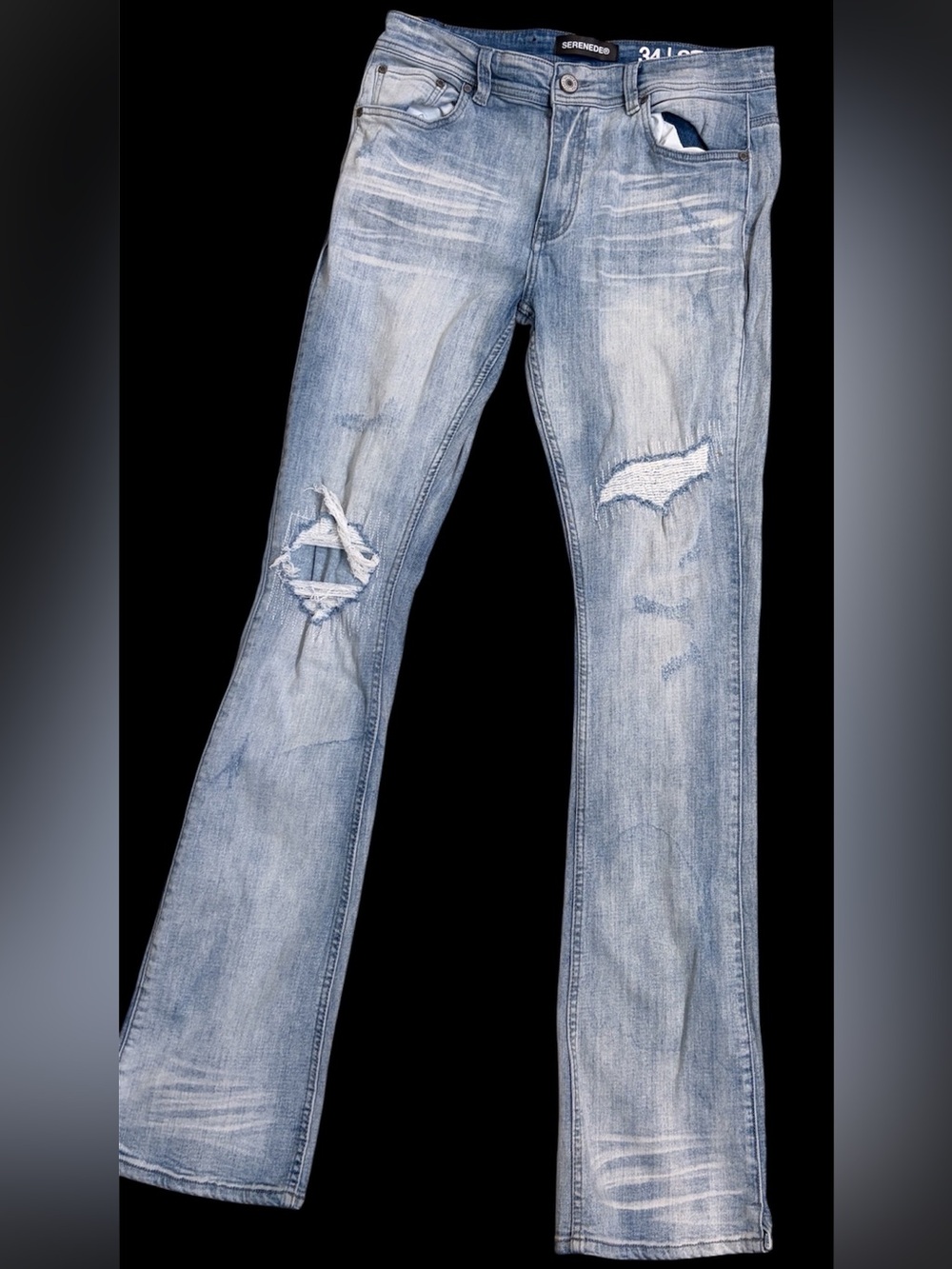 SERENEDE STACKED DENIM straight leg men’s jeans EUC size 34 light wash